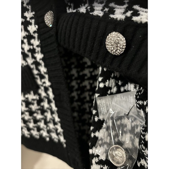 New KARL LAGERFELD Women’s Quiet Luxury Preppy Houndstooth Knit Blazer Sz XS - Picture 11 of 12